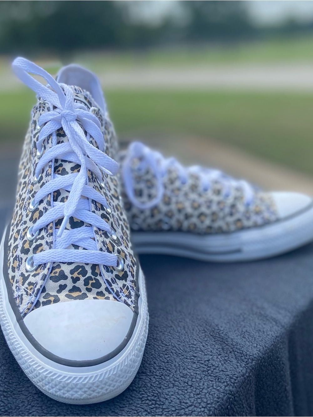 Converse Leopard-Print Low Top Sneakers in White and Brown (Women’s 10/Men’s 8) - Picture 5 of 5